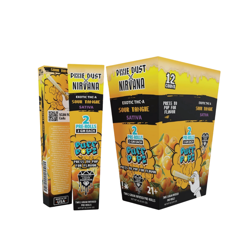 Pixie Dust x Nirvana 2g Exotic Thca Pre-Rolls Sour Tangie - pixie Pod | pixi pod 4g | pixie dust disposable Pixie Dust x Nirvana 2g Exotic Thca Pre-Rolls Sour Tangie - pixie Pod | pixi pod 4g | pixie dust disposable