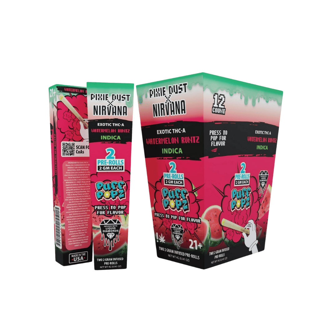 Pixie Dust x Nirvana 2g Exotic Thca Pre-Rolls Watermelon Runtz - pixie Pod | pixi pod 4g | pixie dust disposable Pixie Dust x Nirvana 2g Exotic Thca Pre-Rolls Watermelon Runtz - pixie Pod | pixi pod 4g | pixie dust disposable